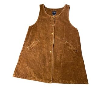 Blue‎ J Vintage Brown Corduroy Button Up Tank Dress or Long Vest Size L